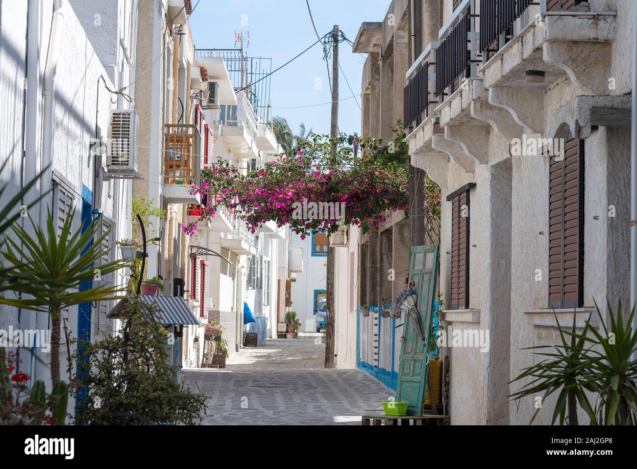 Kardamena city street in Kos island, Greece. Stock Photo