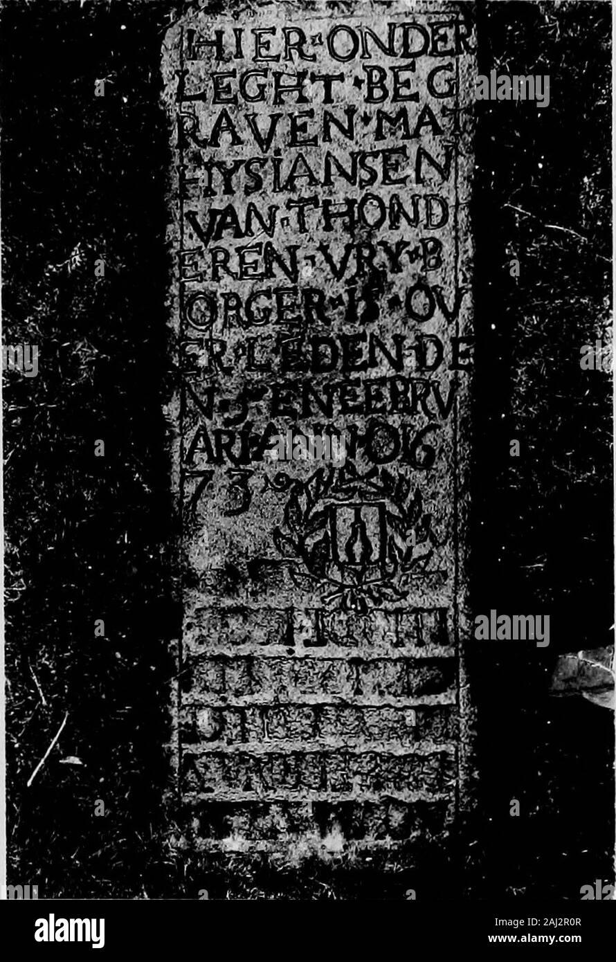Historical tombstones of Malacca, mostly of Portuguese origin, with the inscriptions in detail and illustrated by numerous photographs . IN ST. PAULS CHURCH, MALACCA. ( 37 ) JouRNAr, S.B.R.A.S. No. 33. Page 14, No. 27. Hereunder lies buried MATTHIJS JANSEN, of Thonderen, Free Citizen.Died the 5th February, 1673. (The Portuguese inscription on the lower part of this stone has been obliterated.The device is apparently a bottle.; Page 15, No. 28 Thus far extends the Grave of Harbour Master PEDEL.(This looks as if Shabandar Pedel had trespassed on some one elses tombstone.) ( 38 ) ST. PAULS CHURCH Stock Photo