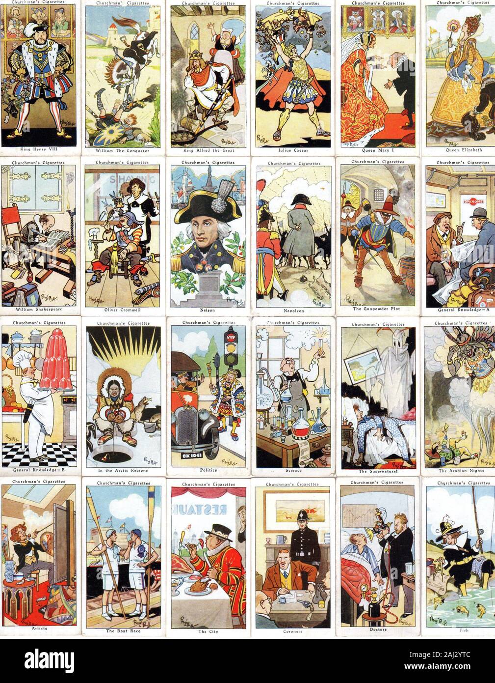 large collection of Cigarette card illustrations all vintage Stock