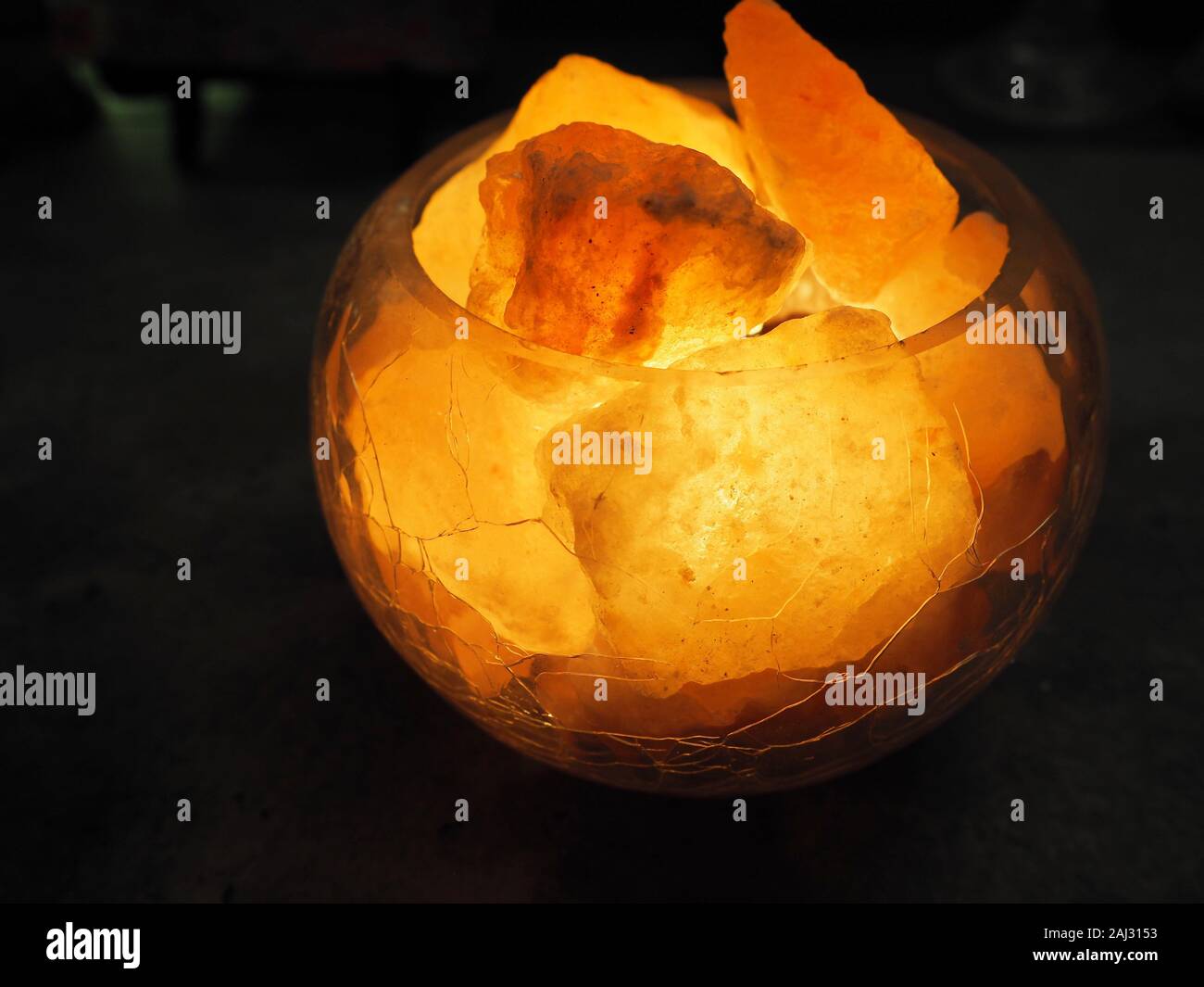 Glowing Salt Rock Lamp Stock Photo Alamy