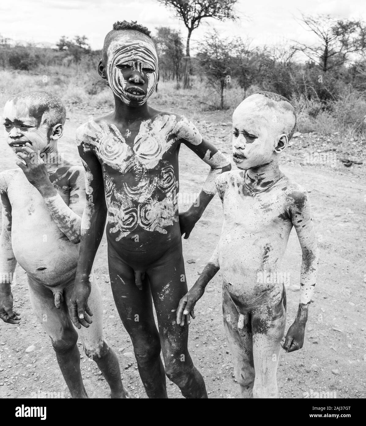 Mursi people, Omo valley, Naciones, Ethiopia, Africa Stock Photo