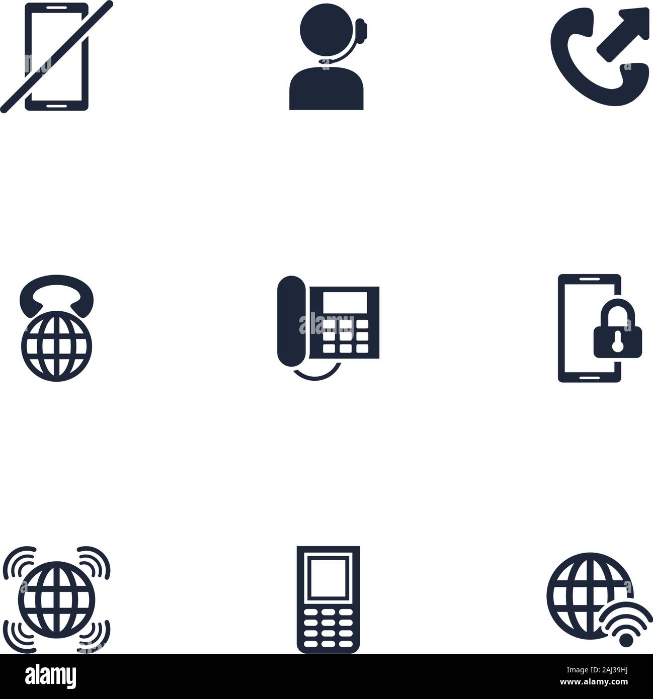 bundle of phone set icons Stock Vector