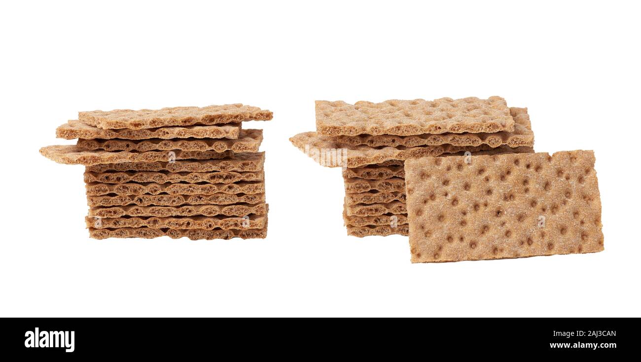 stack of rectangular snack bars isolated on a white background, close up Stock Photo