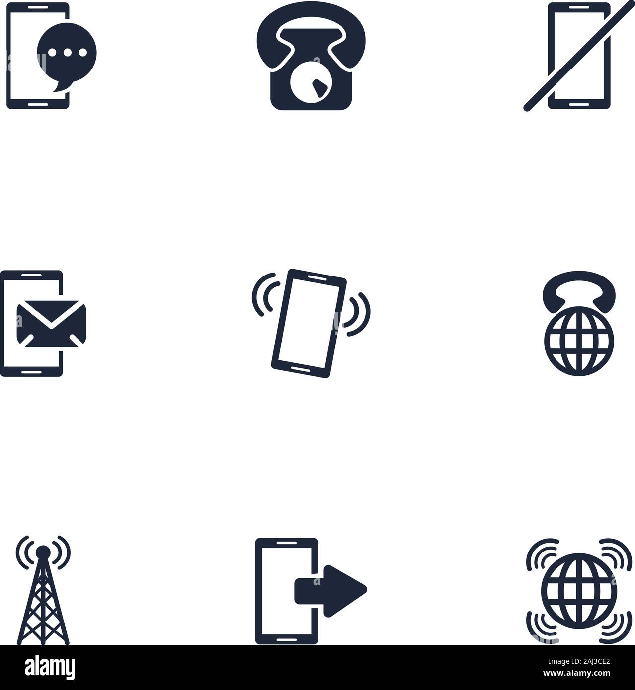 bundle of phone set icons Stock Vector