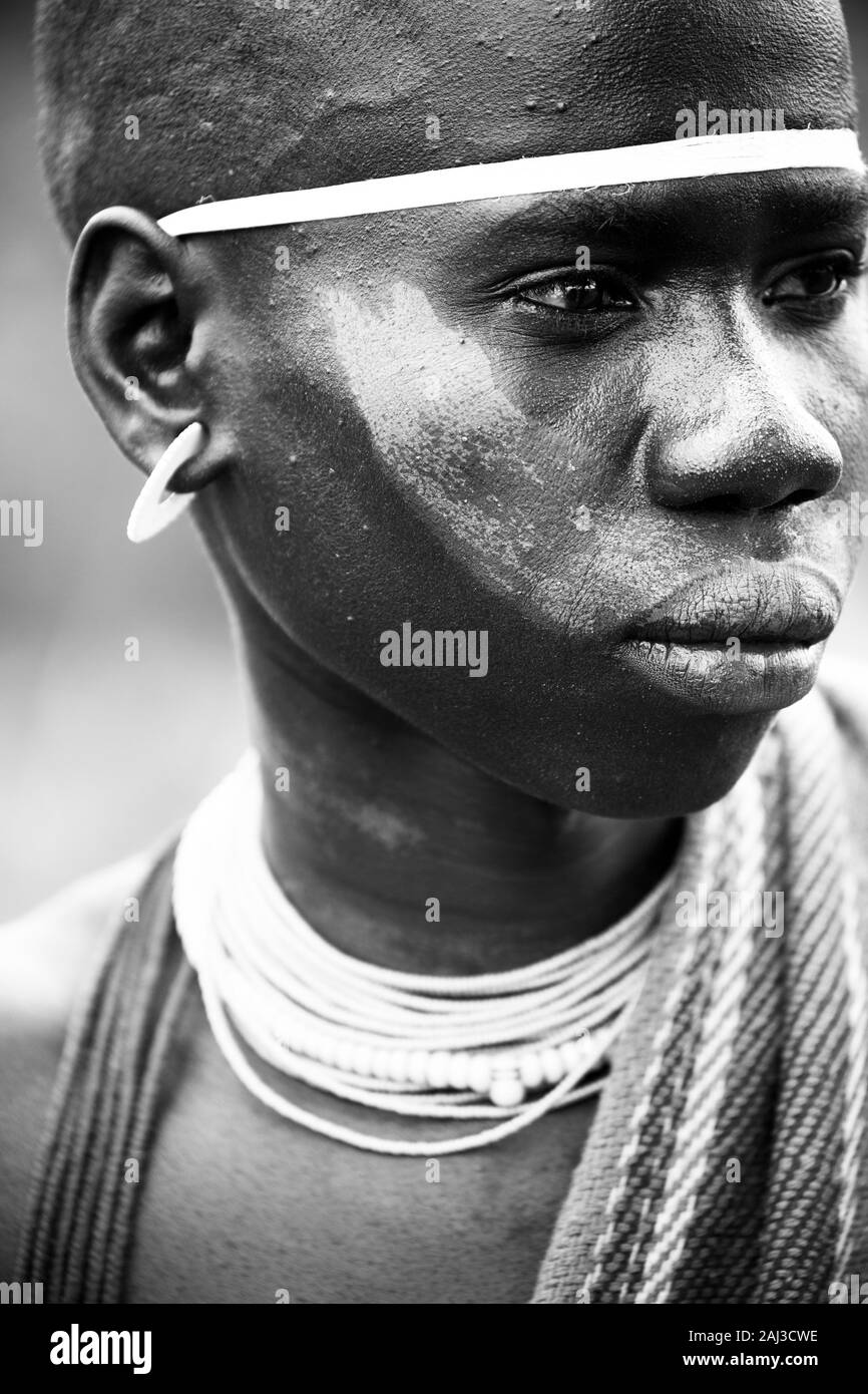 Mursi people, Omo valley, Naciones, Ethiopia, Africa Stock Photo