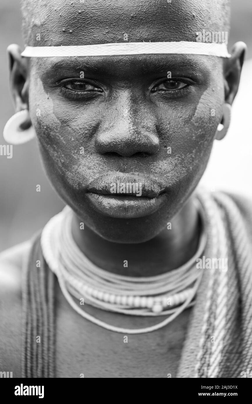 Mursi people, Omo valley, Naciones, Ethiopia, Africa Stock Photo