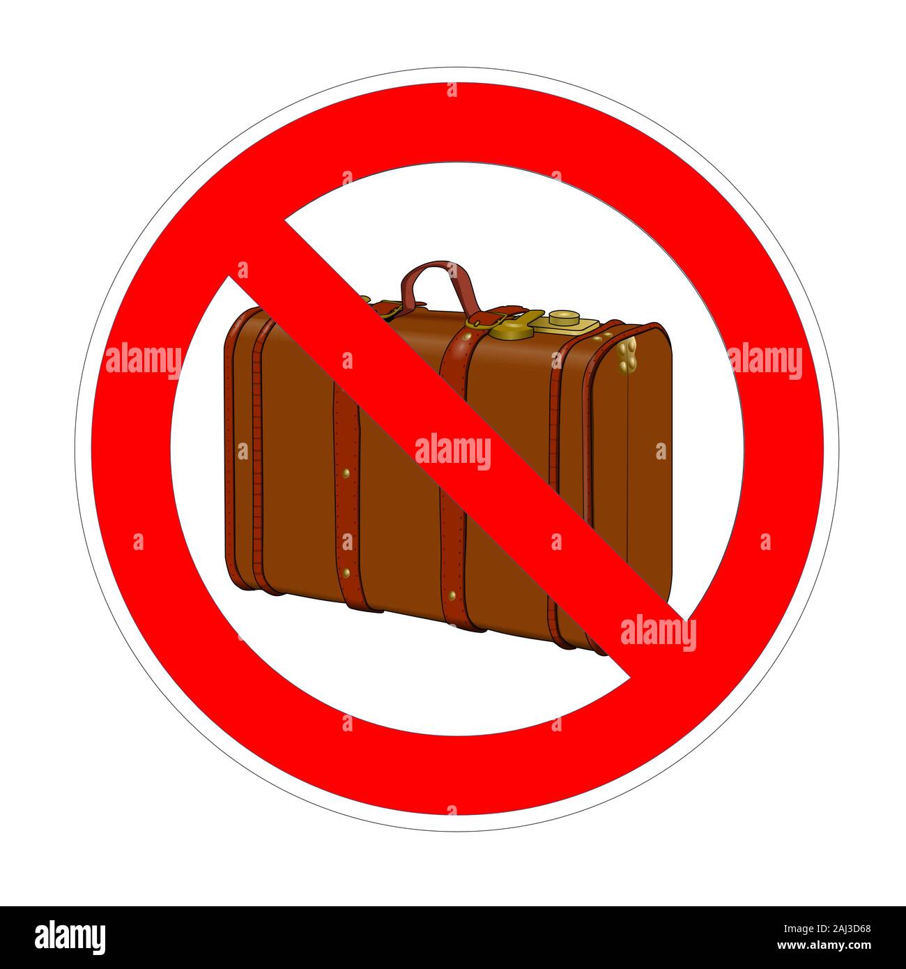 No suitecase, hand baggage, luggage forbidden sign, red prohibition