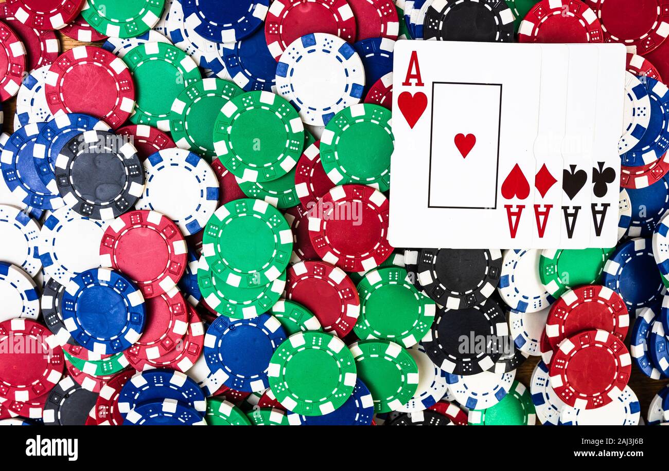 Poker chips and poker cards background. Casino concept for business