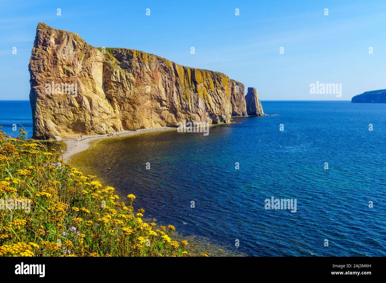 View of the Perce rock, at the tip of Gaspe Peninsula, Quebec, Canada