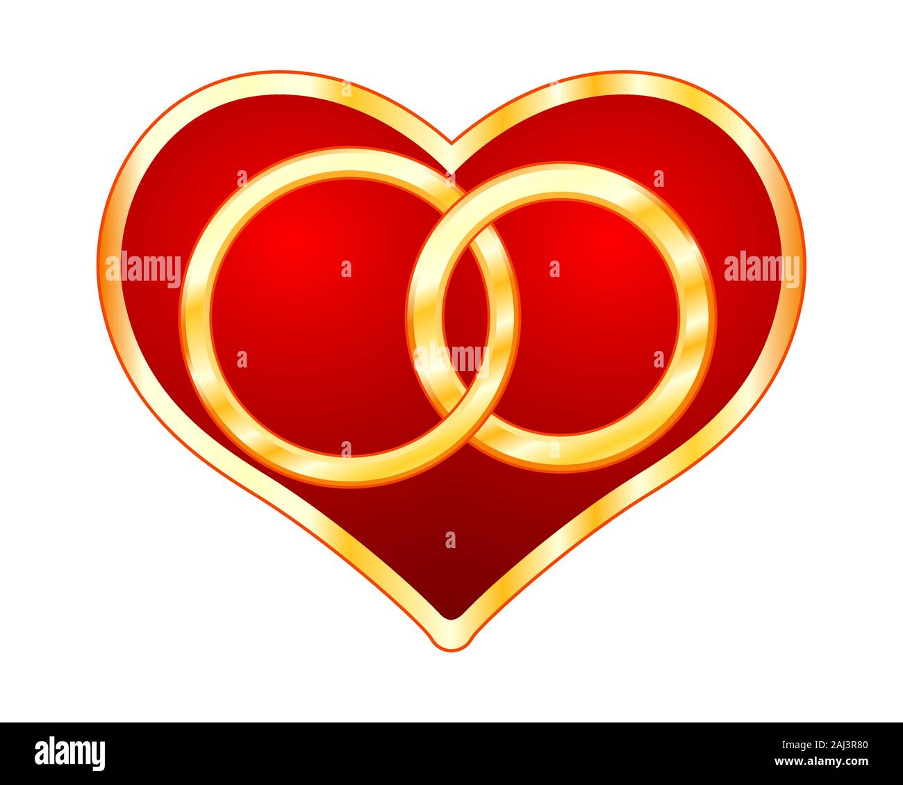 Illustration of the valentine's day abstract heart and wedding rings Stock Vector