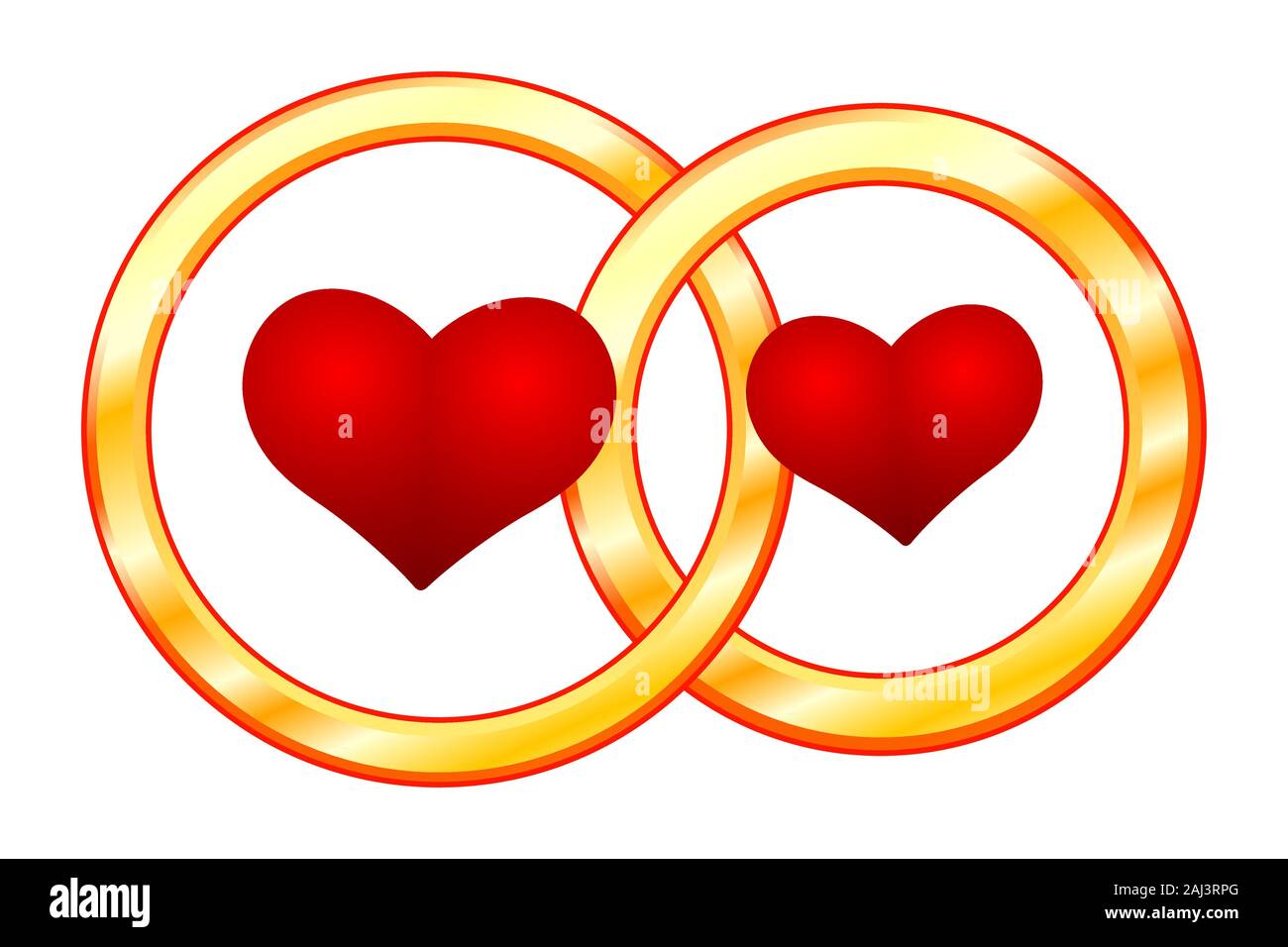 Illustration of the valentine's day abstract hearts and wedding rings Stock Vector