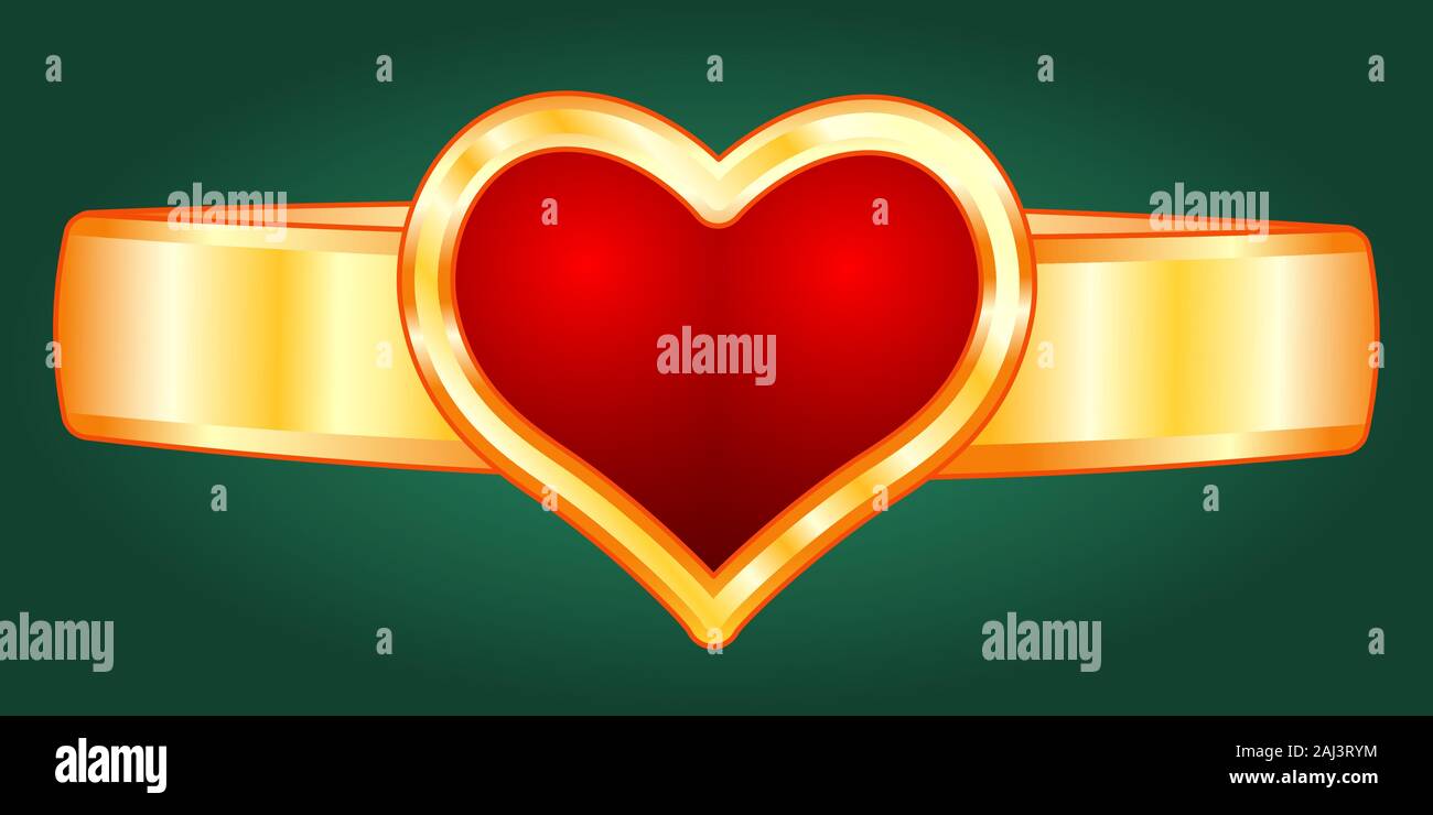 Illustration of a gold ring with heart signet Stock Vector Image & Art ...