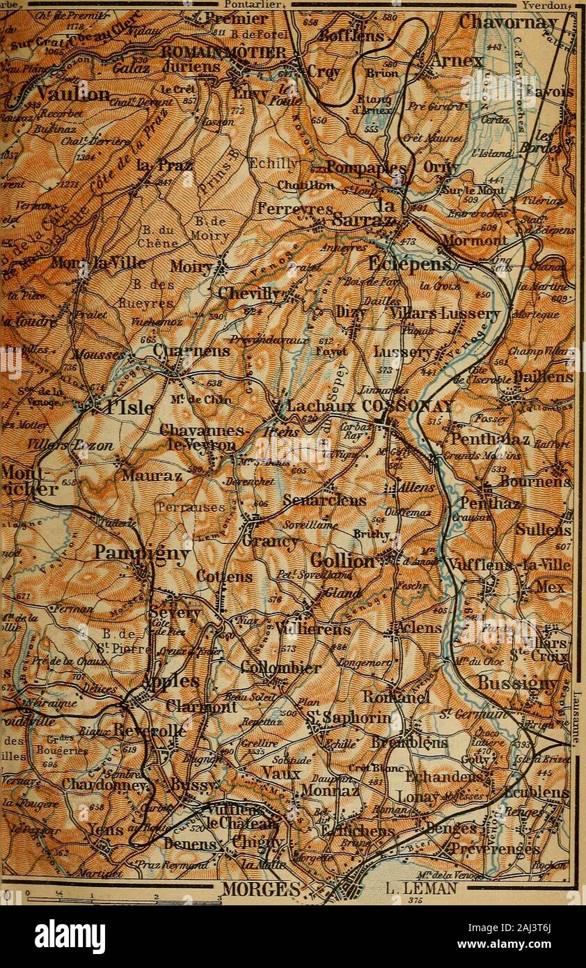 Switzerland ; and the adjacent portions of Italy, Savoy and Tyrol ;  handbook for travellers . Geoer.Anst.v Wagner & Bebes.Leipzig. Engl. Miles  VALLORBE. IV. Route 63. 277 From Morat to Fribourg, electric
