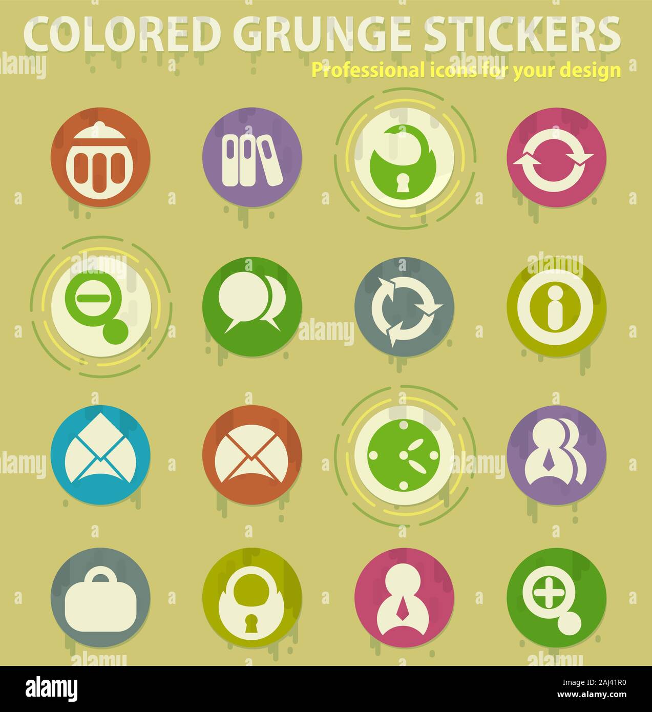 office colored grunge icons Stock Vector