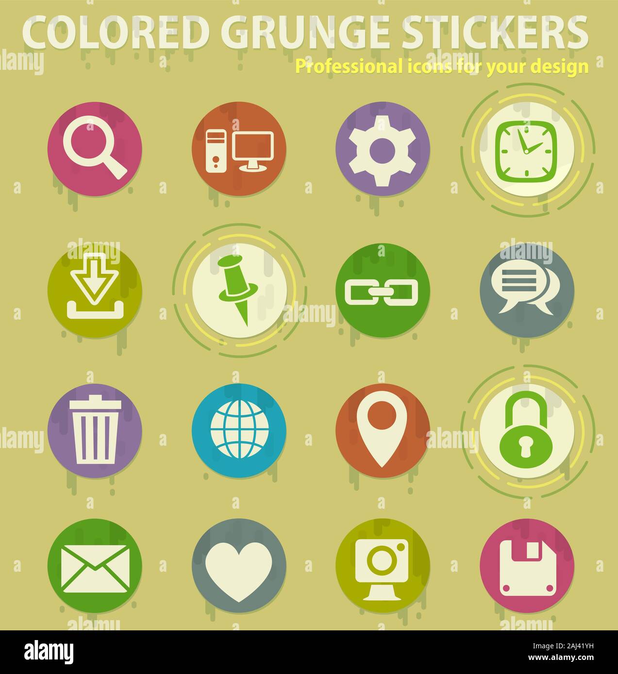 blog colored grunge icons Stock Vector