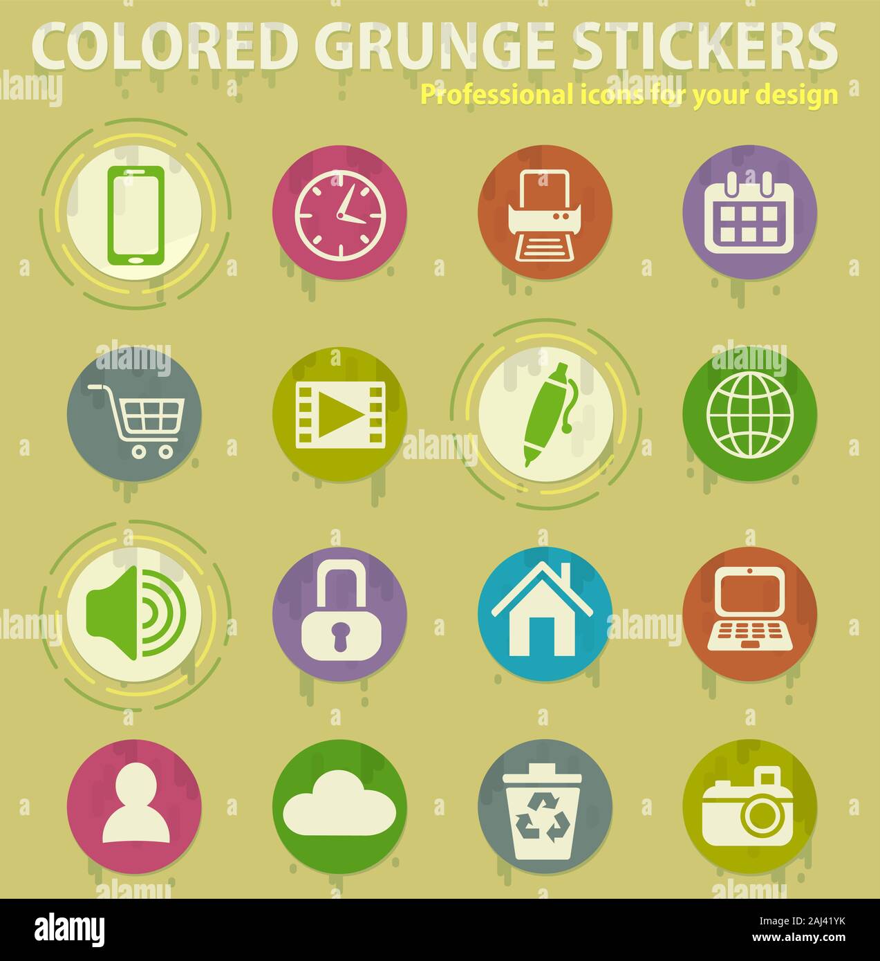 blog colored grunge icons Stock Vector