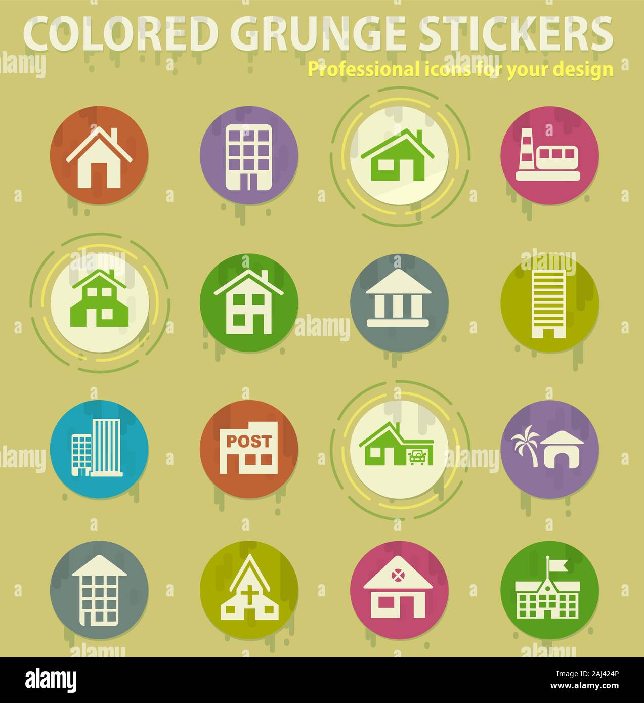 building colored grunge icons Stock Vector Image & Art - Alamy