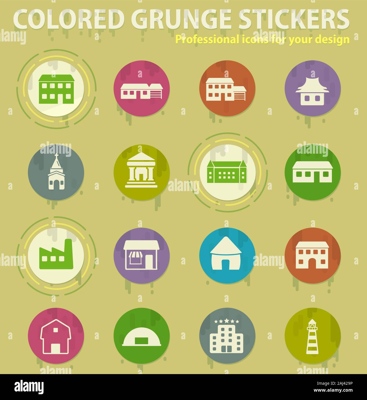 building colored grunge icons Stock Vector Image & Art - Alamy