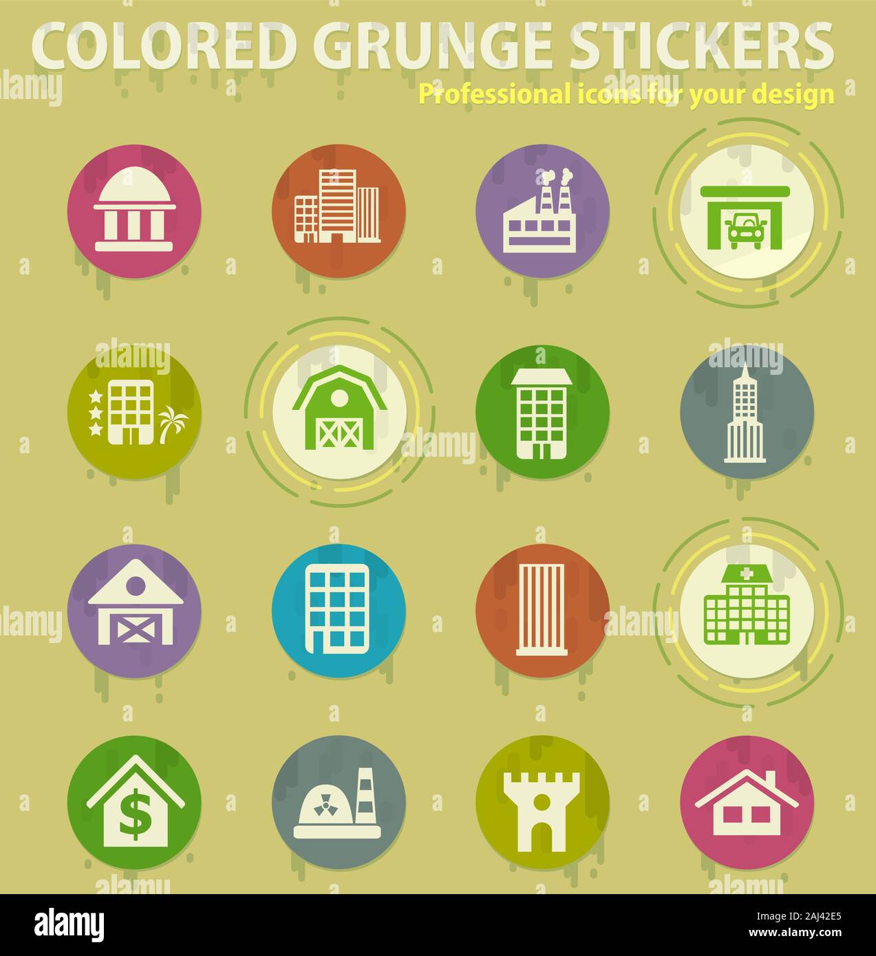 building colored grunge icons Stock Vector Image & Art - Alamy