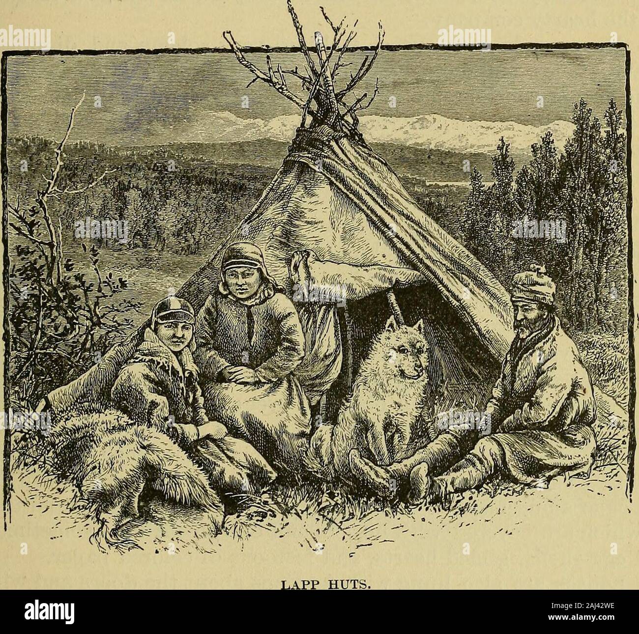 Stories of persons and places in Europe . ise ; it is an exciting time. Assoon as the cast has been made the men begin to take out the fish bymeans of large baskets fastened on poles. Sometimes all of the boats arefilled and the net has to be held until they can go ashore and empty. Asmany as thirty thousand barrels have been taken at a single catch, and morethan a million barrels are caught during the season if the fishing is good. A Norwegian Dinner Party.—In the winter while the fishermen aretoiling away with their nets in the cold, the wealthier classes are enjoying Norway. 81 themselves a Stock Photo