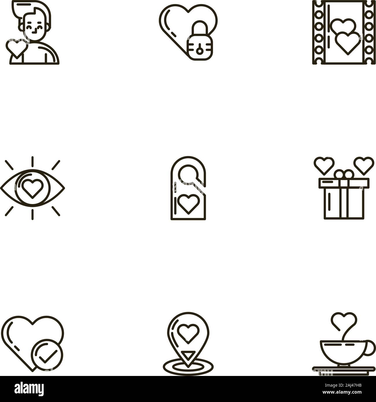 bundle of valentines day icons Stock Vector