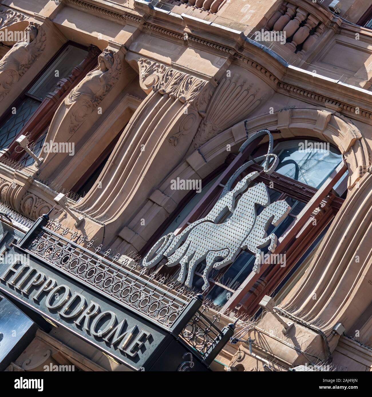 LONDON, UK - SEPTEMBER 29, 2019:  Front facade of the London Hippodrome in Charing Cross Road Stock Photo