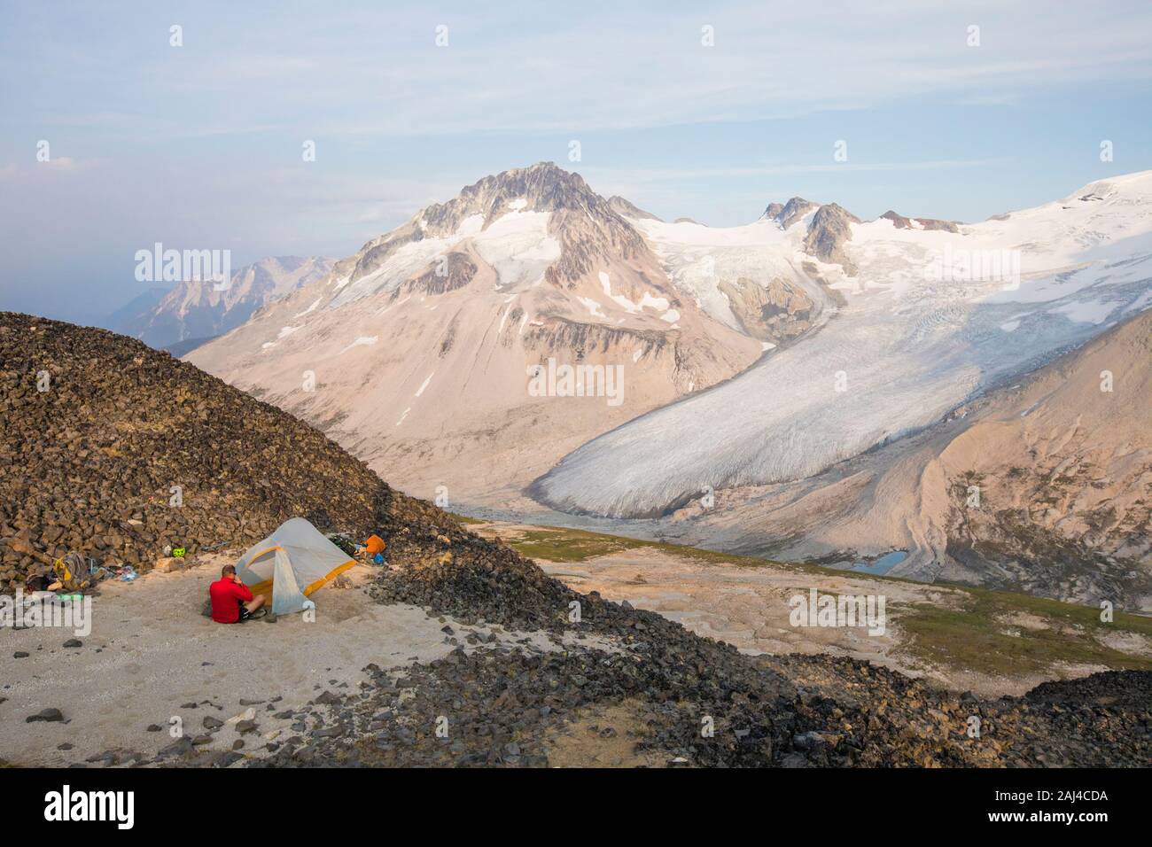 camping on the summit of a mountain Stock Photo Alamy