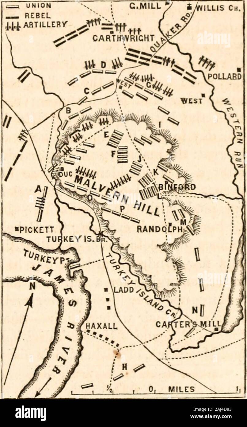 The American conflict : a history of the great rebellion in the United States of America, 1860-'64 : it's causes, incidents, and results, intended to exhibit especially its moral and political phases, with the drift and progress of American opinion respecting human slavery, from 1776 to the close of the War for the Union . rdefenses, as they did in the final as-sault at Gainess Mill, and drive ourfugitive army into the James far morehurriedly than Porters wing had beendriven across the Chickahominy. The infantry attack, after a briefcannonade, was made accordingly, andfor the most part with gr Stock Photo