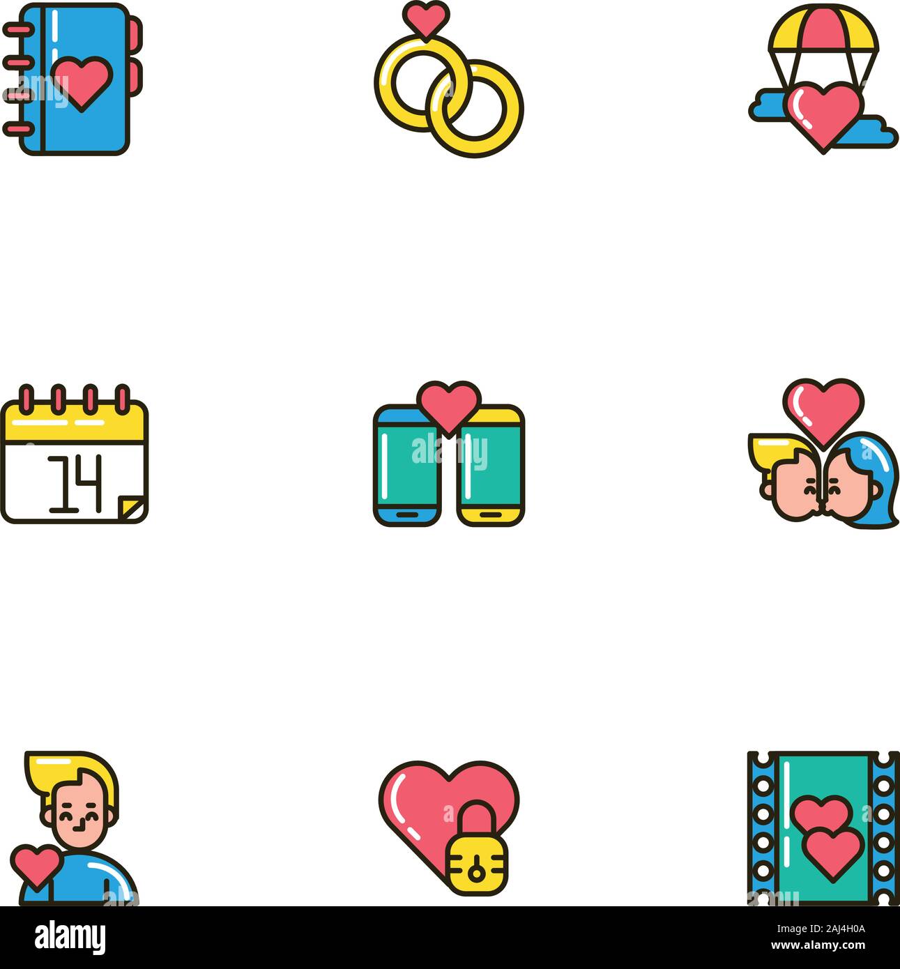 bundle of valentines day icons Stock Vector