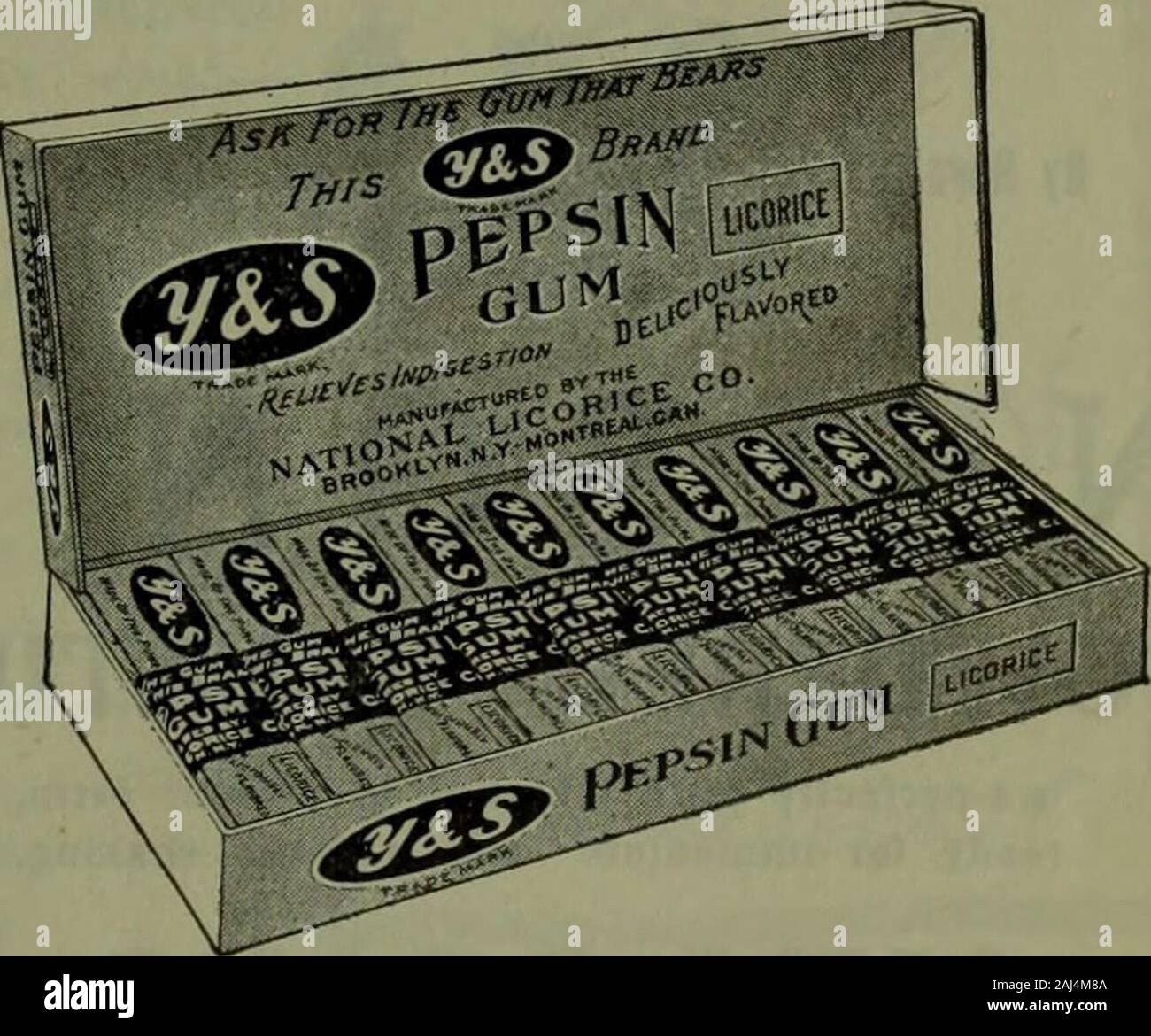 Canadian grocer January-June 1910 . Make a note of the brand^Y & S—on  ourPepsin Gum. This brand—Y & S—has beenused by us and our antecedents for  forty yearson the best known stick