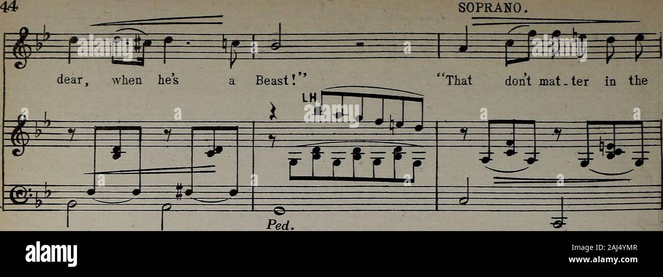 Beauty and the beast : a humorous cantata for solo voices (S.C.T.B.), chorus & orchestra . W.i68& SOPRANO.. That dont mat.ter in the 4r—1» gP H^F ^^ least! Yes! my love has not de.creas.d ^ I will do ny ^ ^ £ ^ i ^ i Prompt-iy an sverd Beau.ty. rxb ff i* [) h P P -flC oO Prompt-ly an.swer d Beau.ty. ^ ^/ff ^-j^^^ i Prompt. ly an.swerd B eau-ty fiij. r^f r r ^pp^ Prompt, ly an.swerd Beau.ty.LH., Stock Photo