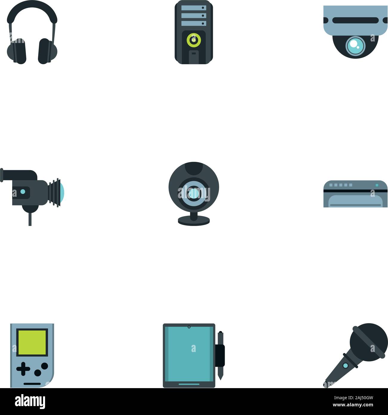 bundle of electronics devices icons Stock Vector