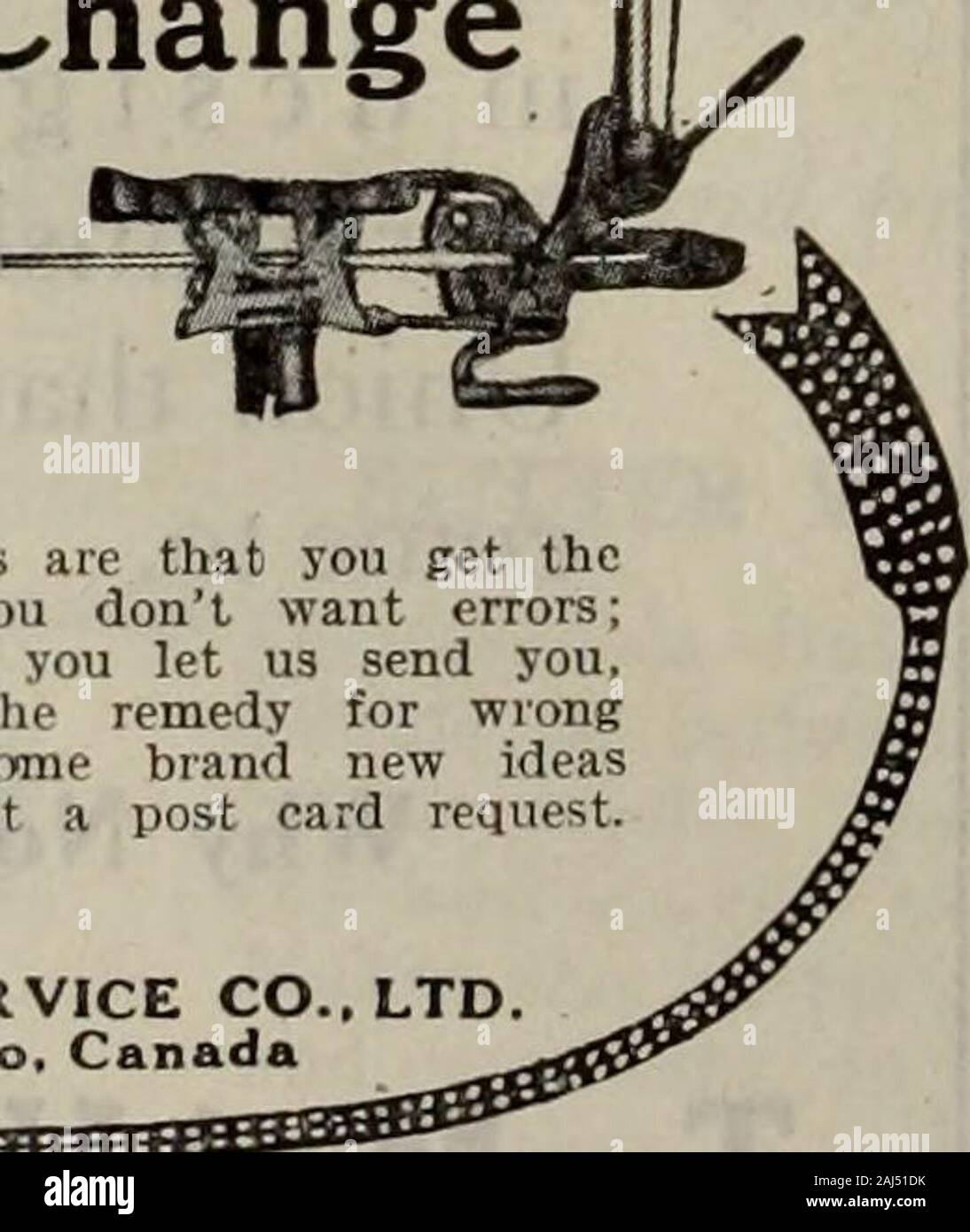 Hardware merchandising March-June 1917 . Making TheWrong Change. Its done every day—and the chances are that you get theworst of the error-making. But you dont want errors;you want ACCURACY. Now, will you let us send you,in the form of printed matter, the remedy for wrongchange-making ? And youll get some brand new idabout Store-Keeping—for nothing but a post card requestTo-day, please. GIPE-HAZARD STORE SERVICE CO., LTD97 Ontario Si.. Toronto, Canada ThiuninTrm IT IS IMPORTANT! If you have something to dispose ofin goods or service that as manybuyers as possible get to know youand your produc Stock Photo