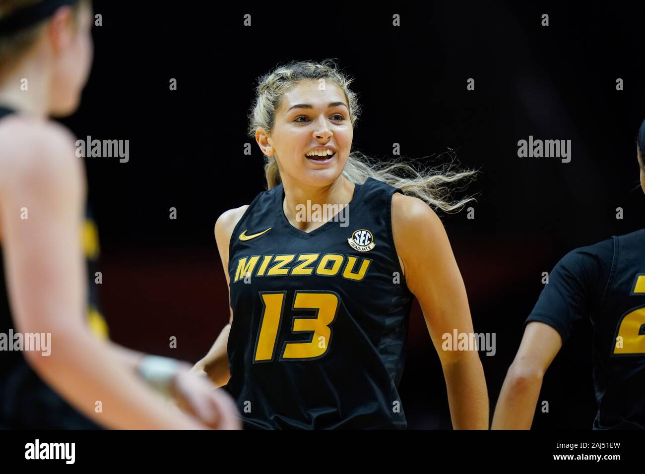 January 2, 2020: Hannah Schuchts #13 of the Missouri Tigers reacts to a  call during the NCAA basketball game between the University of Tennessee  Lady Volunteers and University of Missouri Tigers at