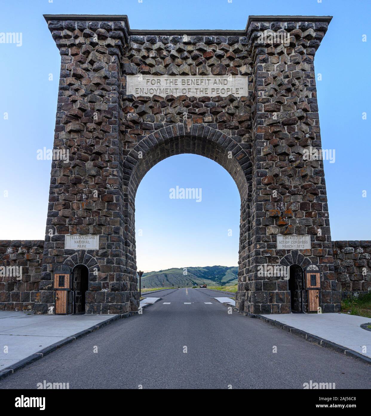 Entrance Gate to Yellowstone National Park in Gardiner montana Stock Photo  - Alamy