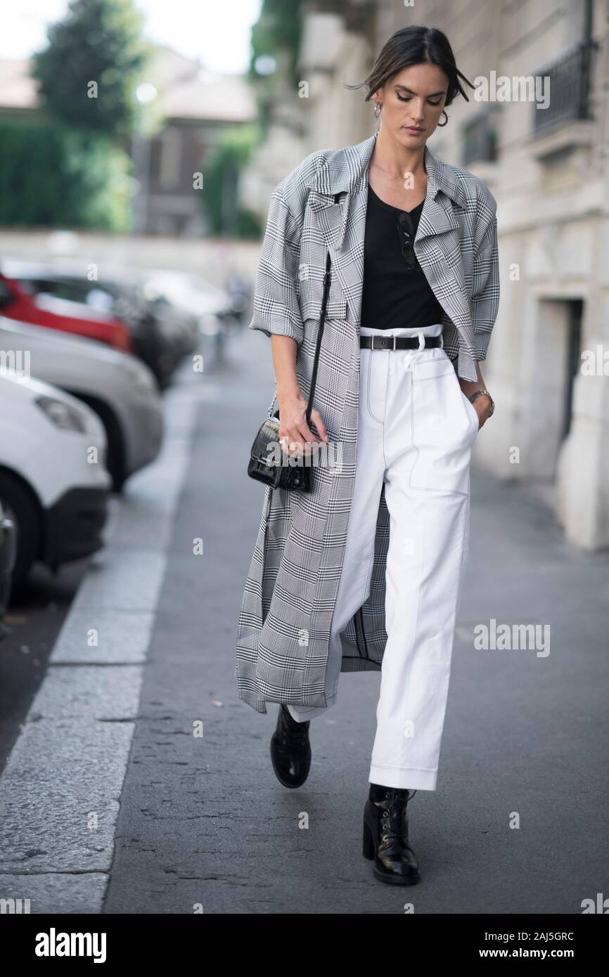 Milan,Italy - September 20: Alessandra Ambrosio seen wearing jacket from Inspiresmi on April 14, 2018 in Indio, California. Stock Photo