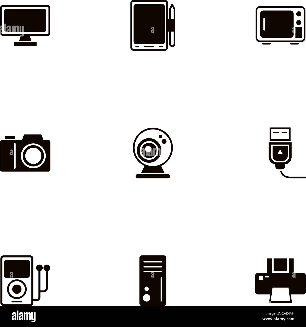 bundle of electronics devices icons Stock Vector