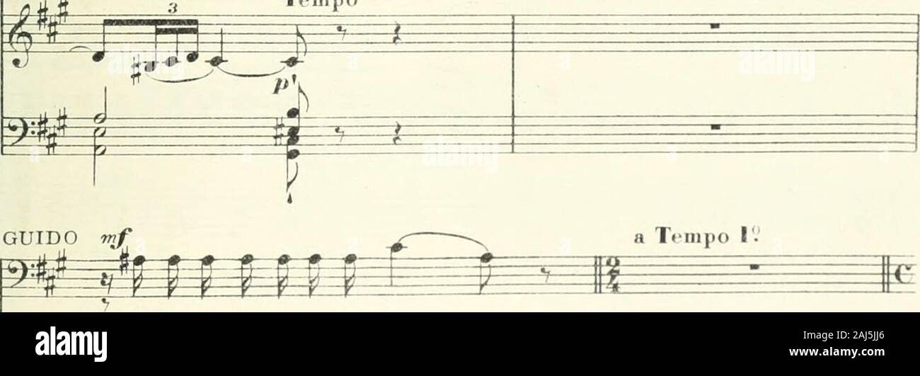 Monna Vanna; lyrical drama in four acts and five tableaux by Maruice Maeterlinck English text by Claude Aveling . -I I 1 rail. p p p P p I r 4^y n- ^ jstquejesuisbien vieux et reviens dc biei 1^ pel - ne,.hind me. Cestquejesuisbien vieux et reviens dc bien loin... tis because I am old and I come from a far... „   ii ynY^ poeo rail. ^m I—^ p ^^=^-^ ^ m Tv m ji o )* fTTTT^ ^^^ m Sa vez-vousqui jai vu aupresde Prinzival . le?., ^ouldyou AnowwAoinl »nu in rrinzival. lea tent ? Tempo. Stock Photo