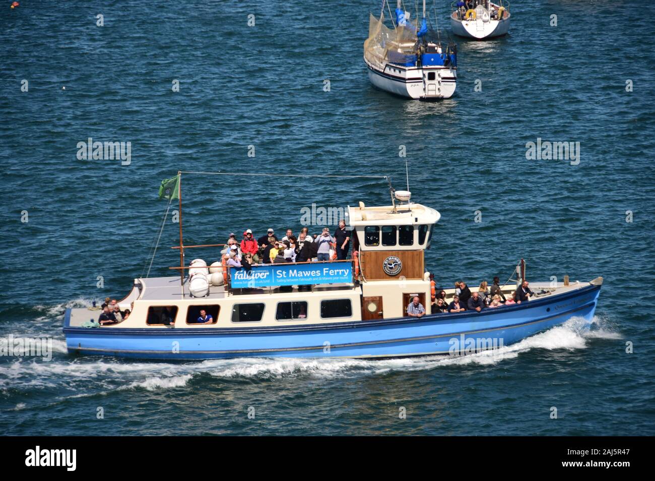 Queen of Falmouth passenger ferry over the River Fal between Falmouth Harbour and St. Mawes on Queen of Falmouth passenger ferry over the River Fal between Falmouth Harbour and St. Mawes on
