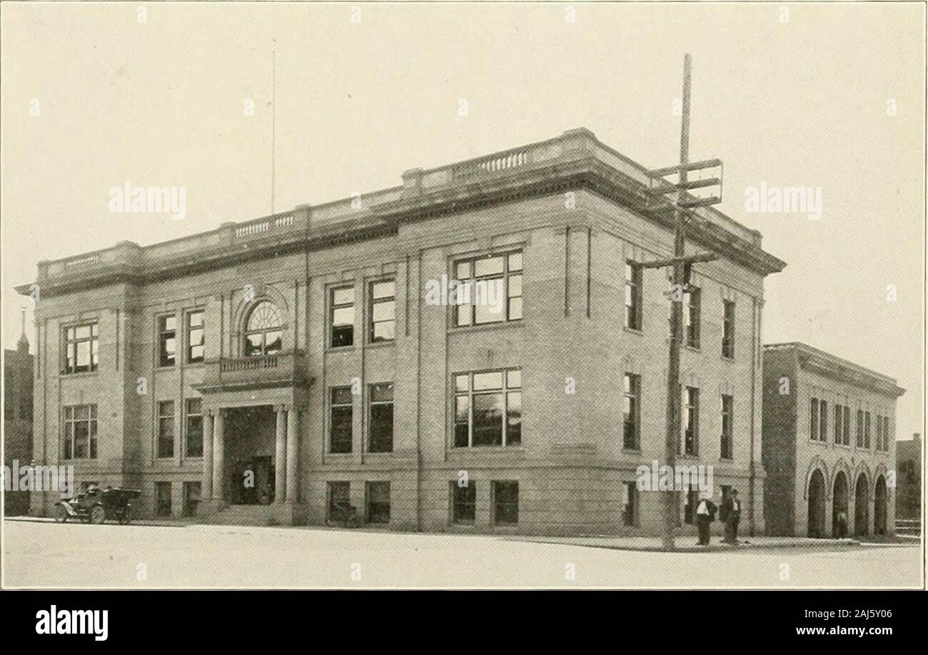 Lyman's history of old Walla Walla County, embracing Walla Walla, Columbia, Garfield and Asotin counties . BIRDS-EYE VIEW OF WALLA WALLA. THE CITY HALL, WALLA WALLA OLD WALLA WALLA COUNTY 249 the triumph of civilization on the other side of the line of pioneers, the logschoolhouse with the puncheon floor of the early days, with the well-equippedbuildings of today. But is there more heart, soul and energy now than then? TWENTY-SEVEN OFFICERS RE-ELECTED The old officers were re-elected to serve for 1904-05: President, Dr. N. G.Blalock; first vice president, James McAulifife; second vice presiden Stock Photo