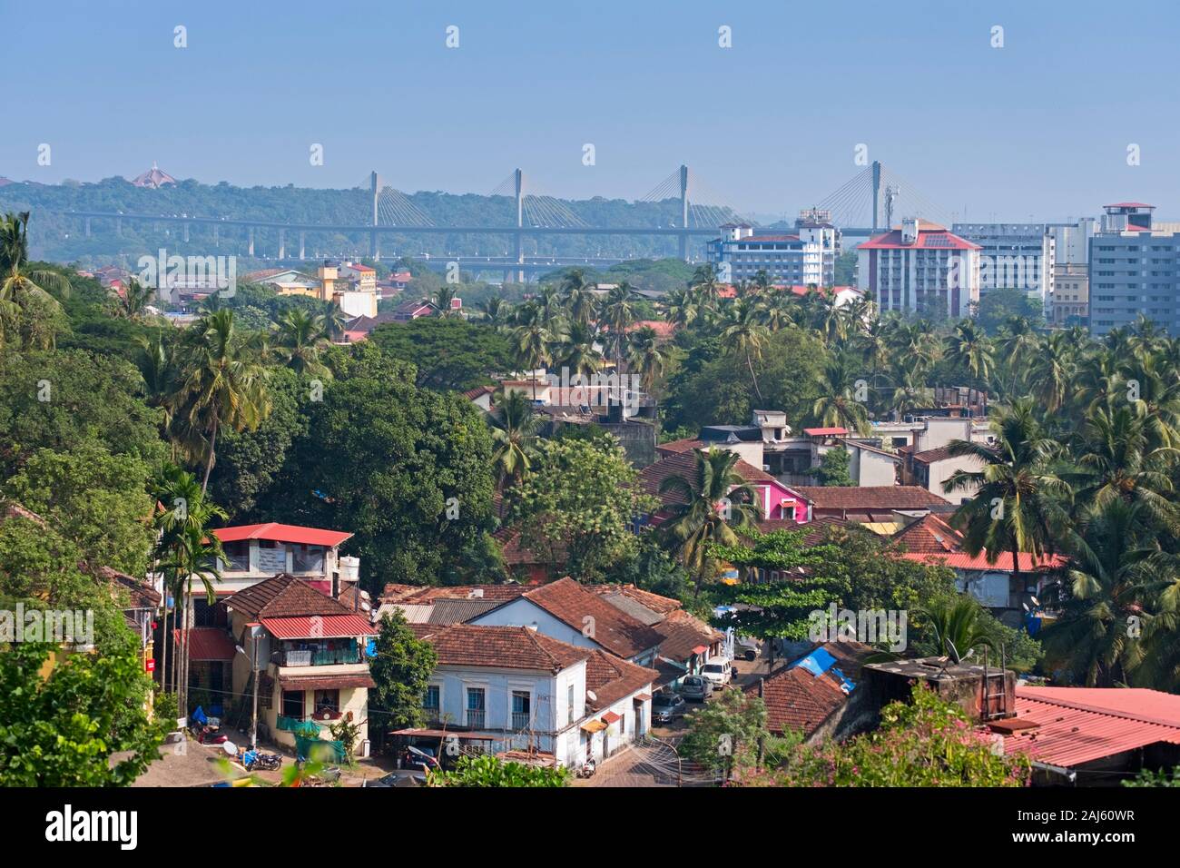 City view to Mandovi Bridge Panjim Goa India Stock Photo