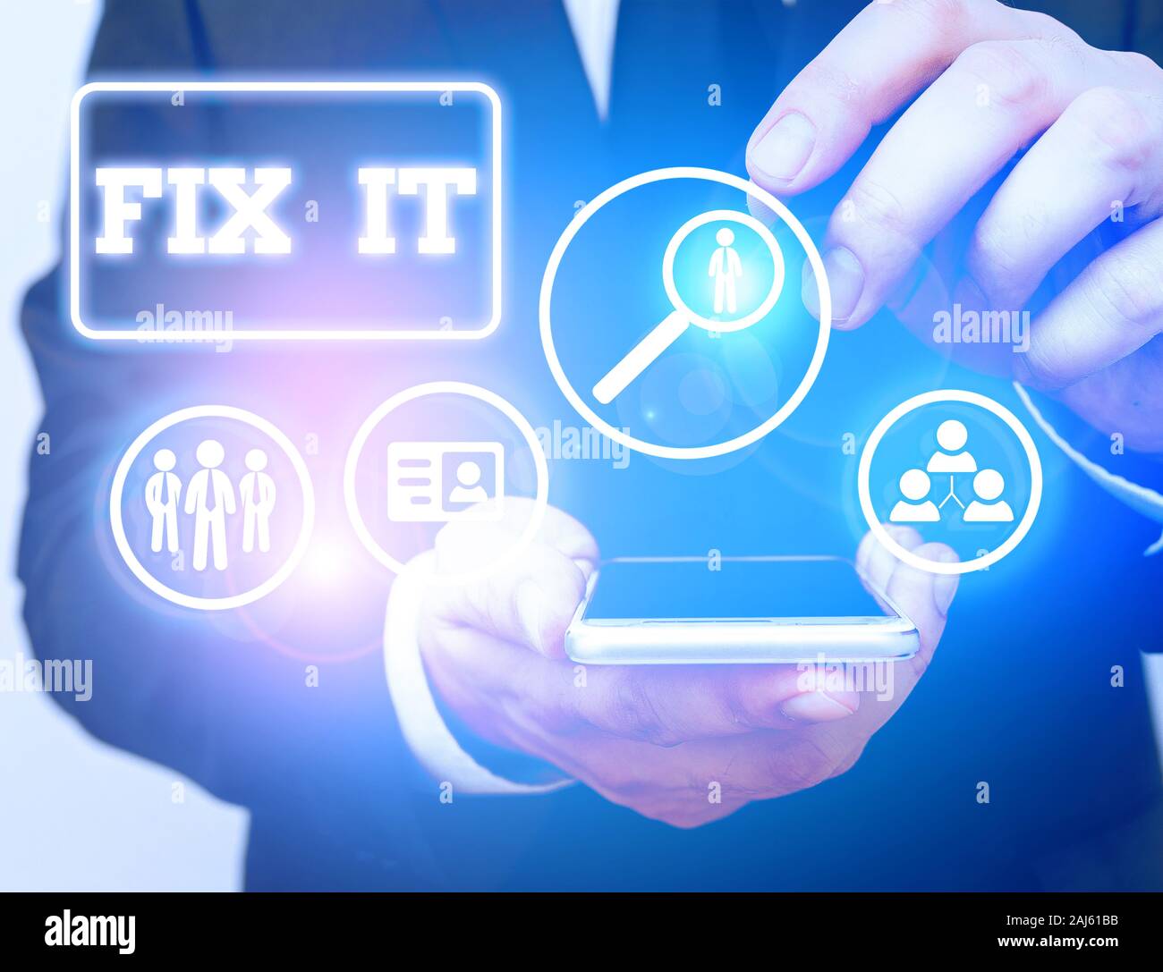 Text sign showing Fix It. Business photo showcasing Fasten something  securely in a particular place or position To repair Stock Photo - Alamy