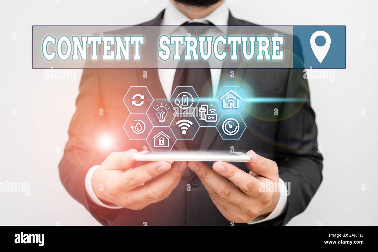 Writing note showing Content Structure. Business concept for