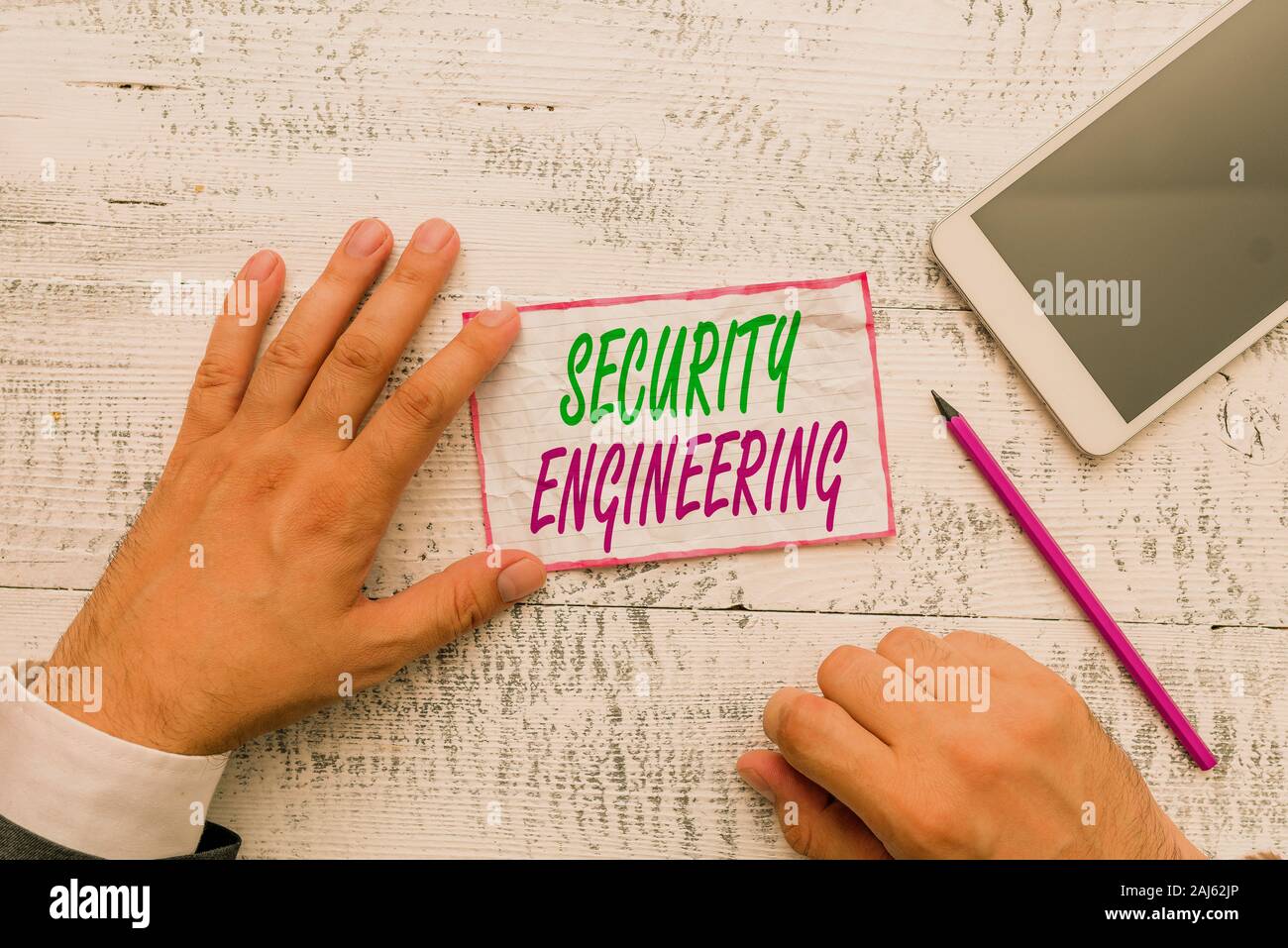 Conceptual hand writing showing Security Engineering. Concept meaning ...