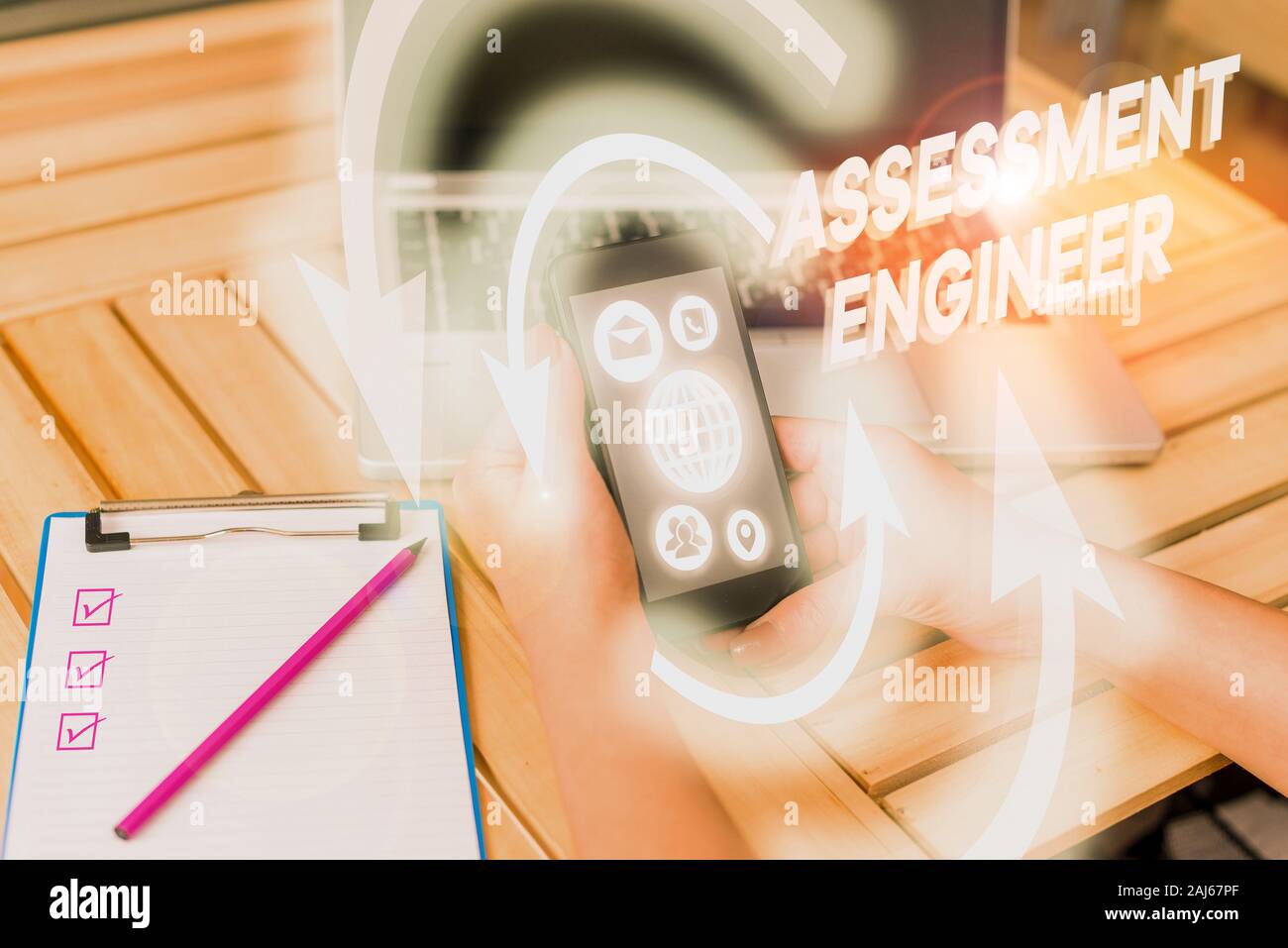 Writing note showing Assessment Engineer. Business concept for gives ...
