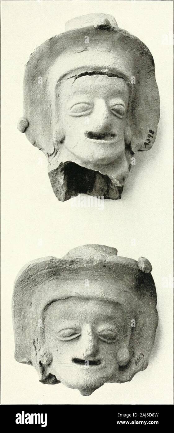 Archæological investigations on the island of La Plata, Ecuador . FIELD COLUMBIAN MUSEUM. ANTHROPOLOGY, PL. LXXVI.. Heads of Images, Face Bounded by Broad Bands. FIELD COLUMBIAN MUSEUM. ANTHROPOLOGY, PL. LXXVII. Stock Photo