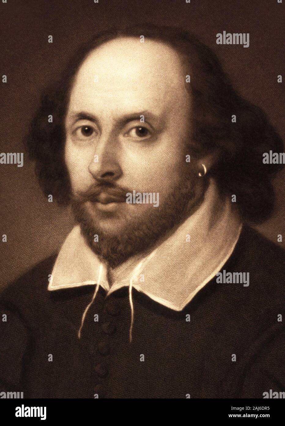 William Shakespeare (1564-1616), English playwright, poet and actor, considered by many to be the greatest writer in the English language and the world's greatest dramatist. Stock Photo