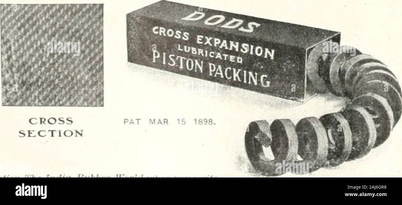 India rubber world . all grades, both plain and rubber-lined. All sizes. These Goods are especially adapted for use in Woolen, Cotton. Silk, Print. Knit (ioods and Carpet nills,D&gt;eing and Bleaching establishments. Pulp and Paper Mills, Breweries and Distilleries, Sugar Refineries. Iceand Refrigerating Machinery. Chemical Works. Tanneries, etc. Samptea ami futt iti/onnut ion jfirt-n tinnpitticatittn. I COTTON HOSE, % fc We Spin, Weave, and Line Our Own Qoods. 3 I GARDEN HOSE, | ^ New Lines—New Methods. ^ I BELTING and PACKING, 1 ^ NEW YORK. Hmpire Rubber Mfg. Co., CHICAGO. BOSTON. Factories: Stock Photo