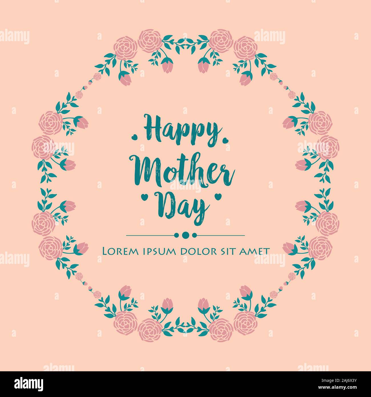 Elegant Pattern Of Leaf And Flower Frame For Happy Mother Day Greeting Card Design Vector