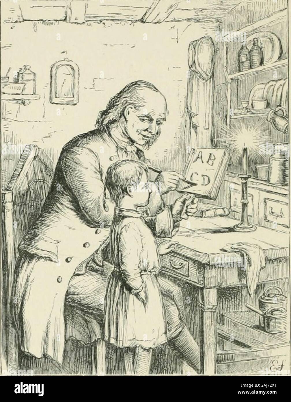 Annals of industry and genius . ,James, his youngest son by the first marriage, diedof a fever in 1781, or 1782. His death, whichhappened at some distance from home, was reportedto my father early on a Sunday morning, and I,then a child, could not conceive why my fatherwept and prayed all that day. Good, tender-hearted old man ! this touching in-cident gives us a glimpse into his heart, and makesus feel how, in the far nooks of this wide-peopledearth, there are to be found some of the truest andthe best of our kind. His son tells us he enjoyedhale good health, till sliortly before his death, w Stock Photo